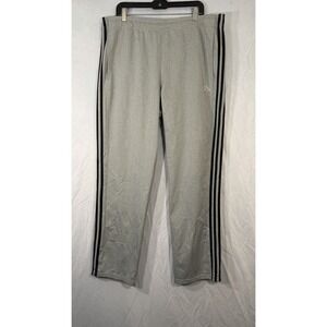Adidas Pants Mens XL Gray Black 3-Striped Fleece Sweat Active Gym Track